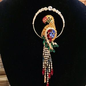Vintage Parrot Brooch/Pin - Muticolored Rhinestone
